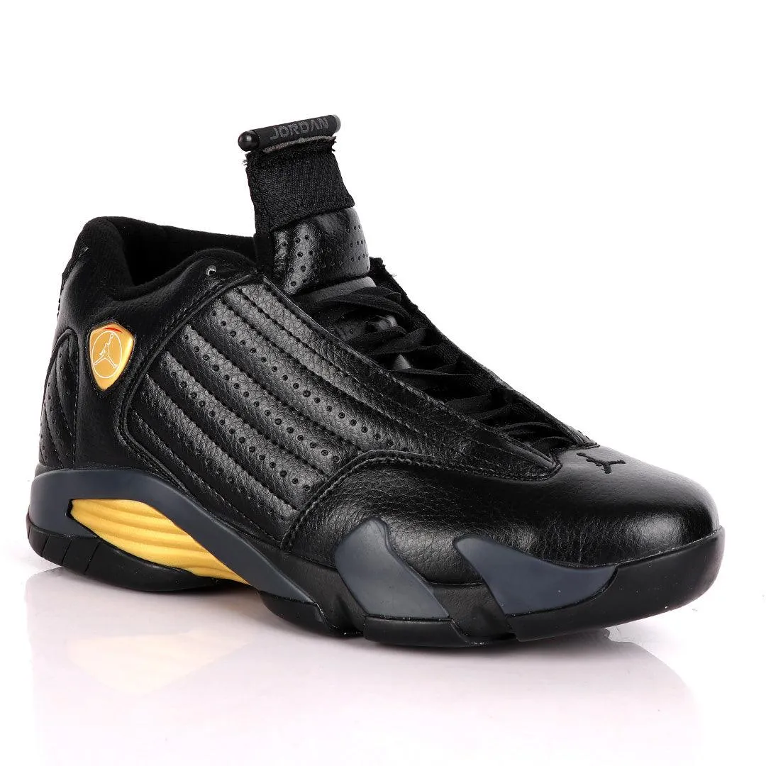 Air Jordan 14 Retro All Black With Classic Gold Designs