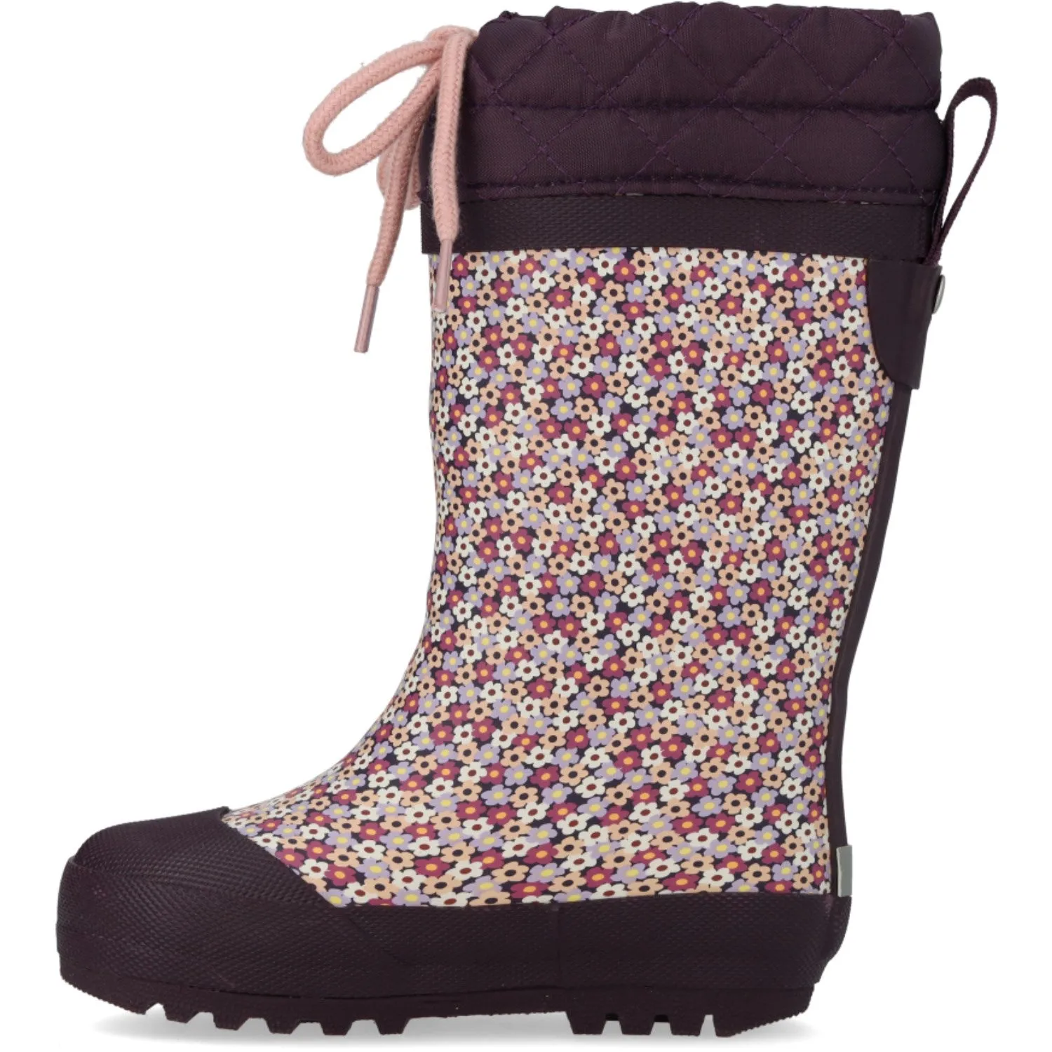 Angulus Flowers/Aubergine Rubber Boot Med Woolfor