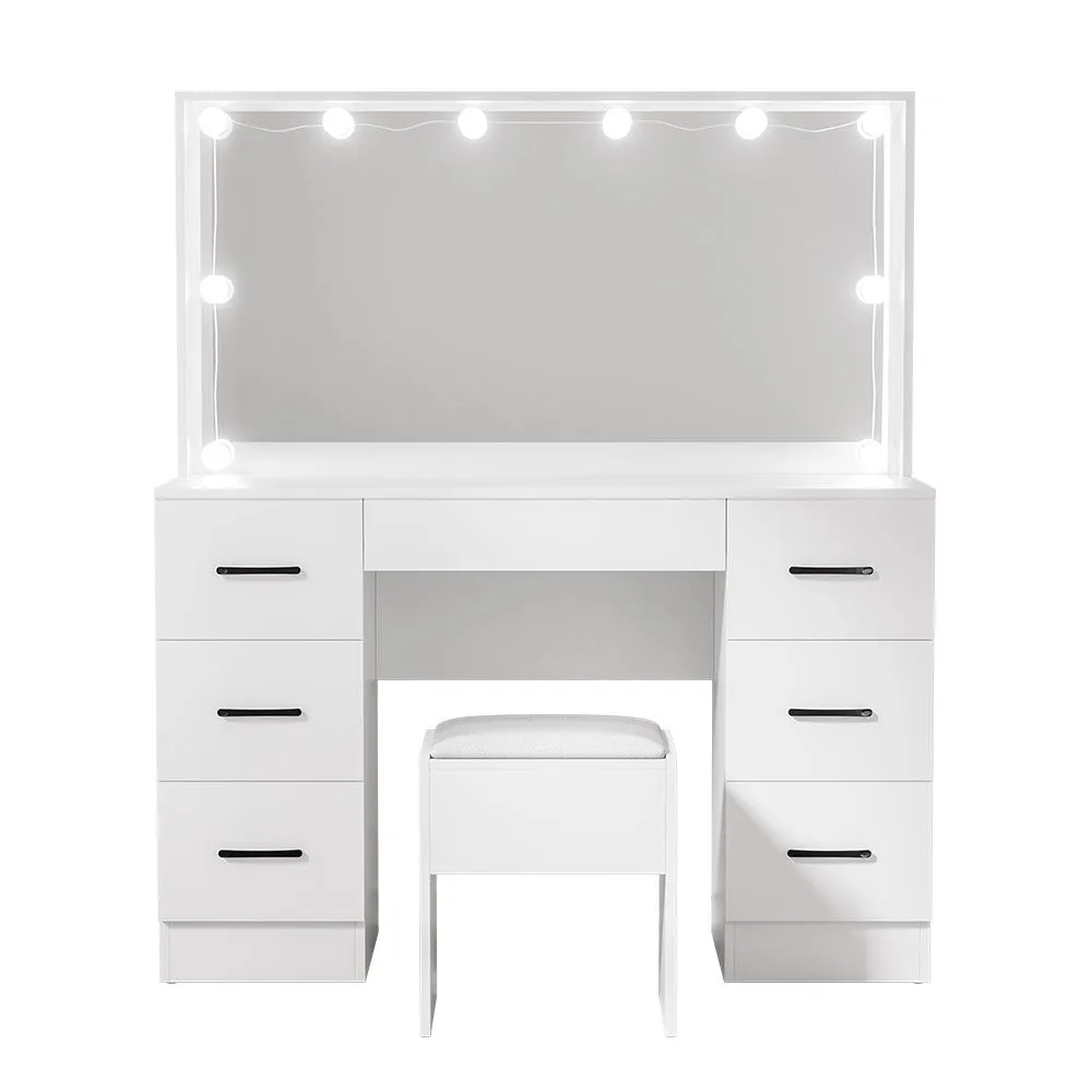 Artiss Dressing Table Set Stool 10 Led Bulbs White Debbie