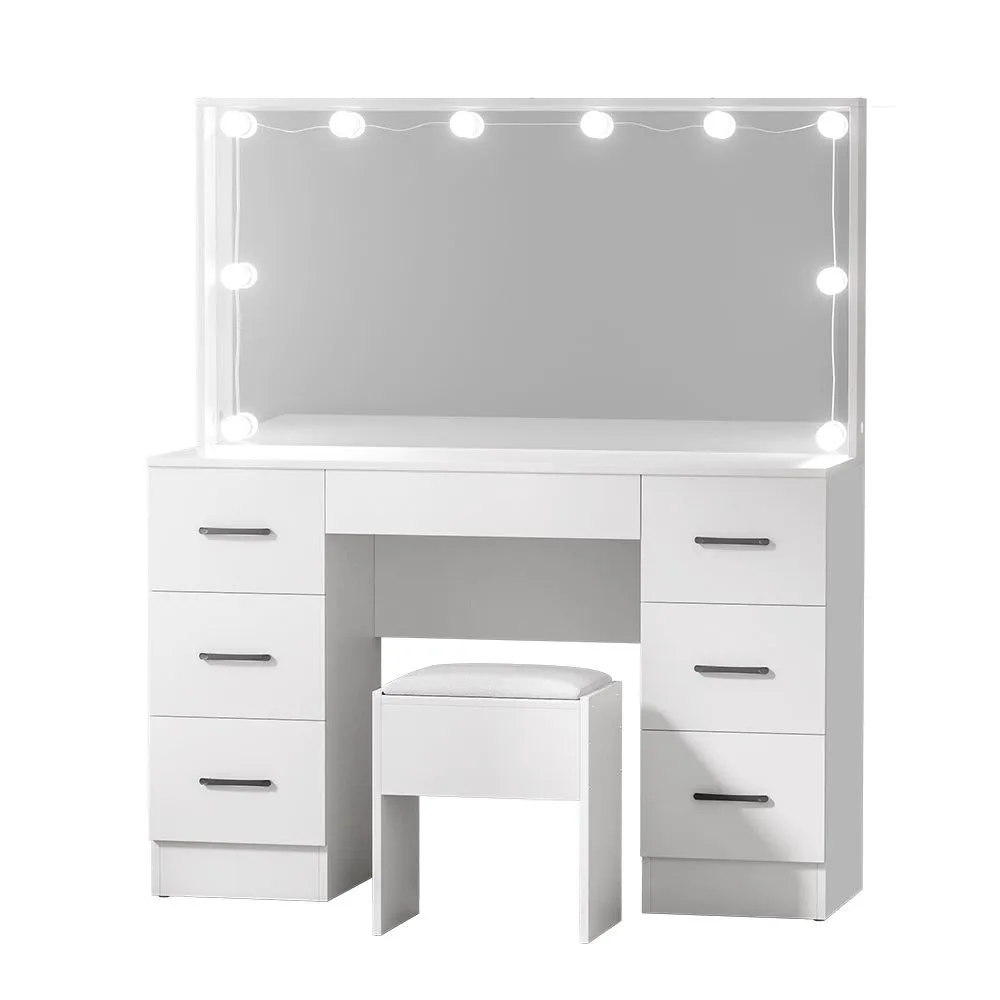 Artiss Dressing Table Set Stool 10 Led Bulbs White Debbie