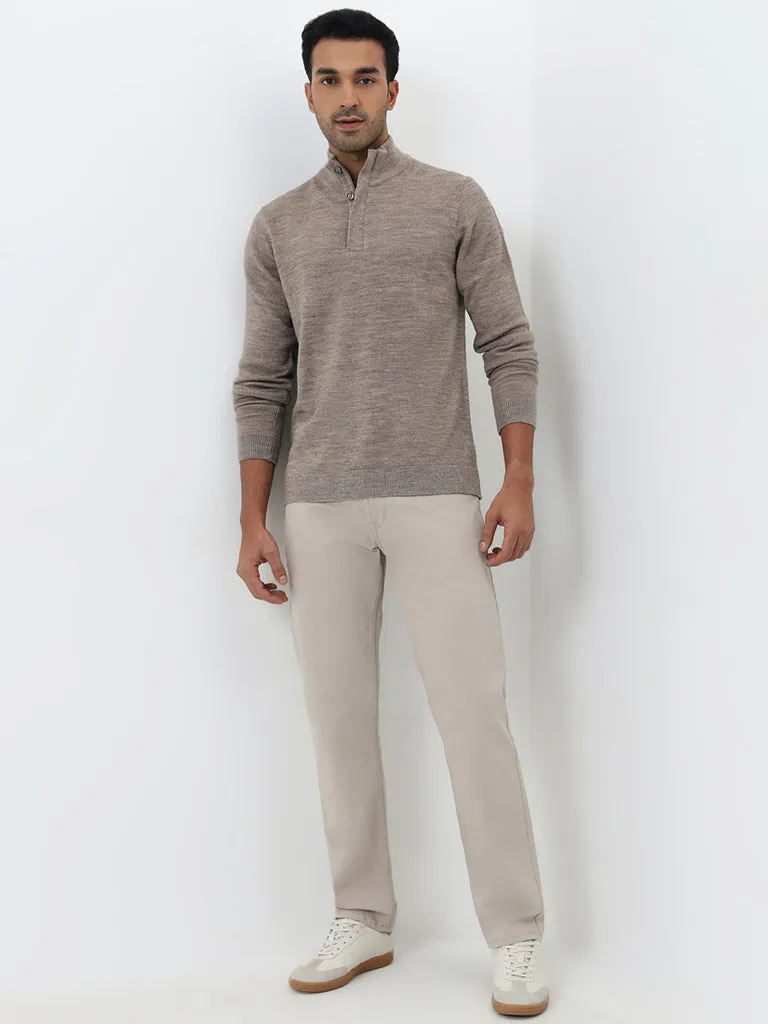 Ascot Taupe Knit-Textured Relaxed-Fit Sweater