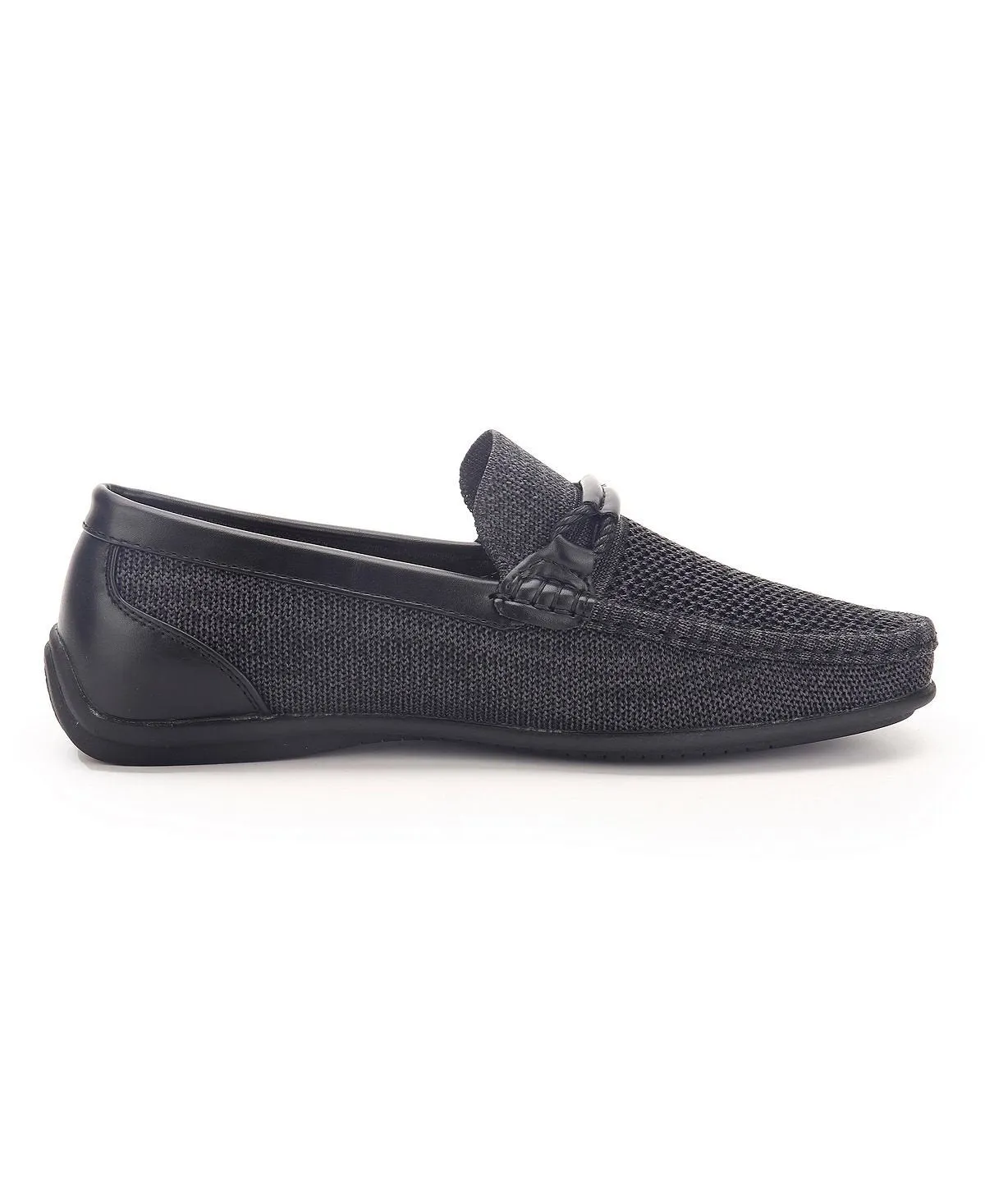 Aston Marc Men's Knit Lace-up Strap Loafers, Black