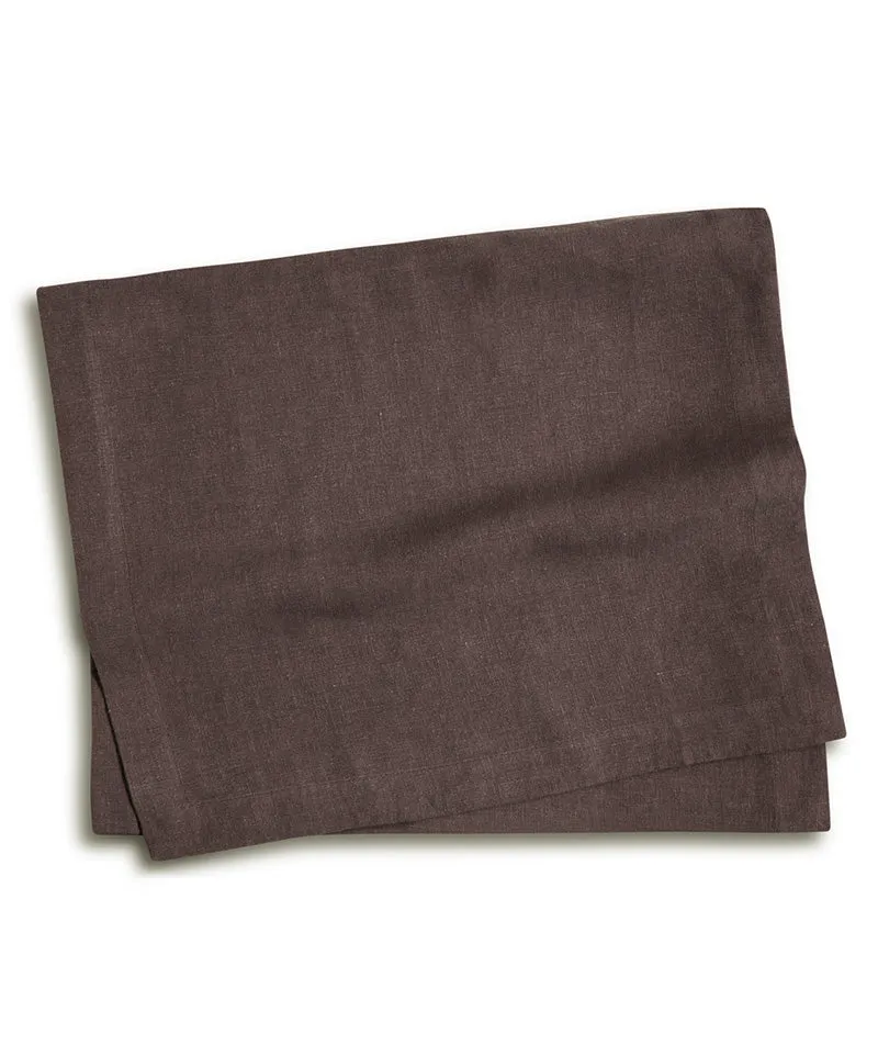 Aubergine Linen Table Runner Mitred Hem Collection