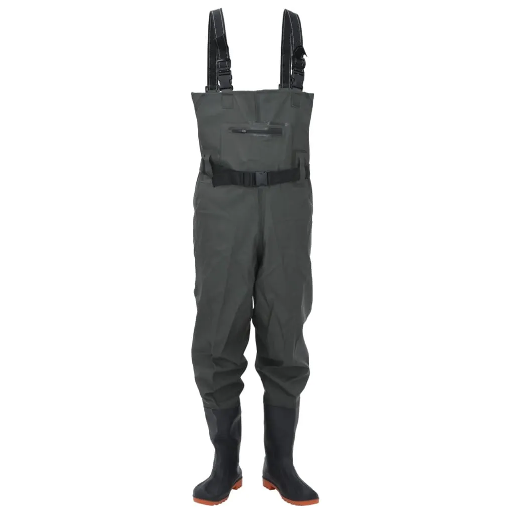 Chest Waders with Boots and Belt Dark Green Size 42