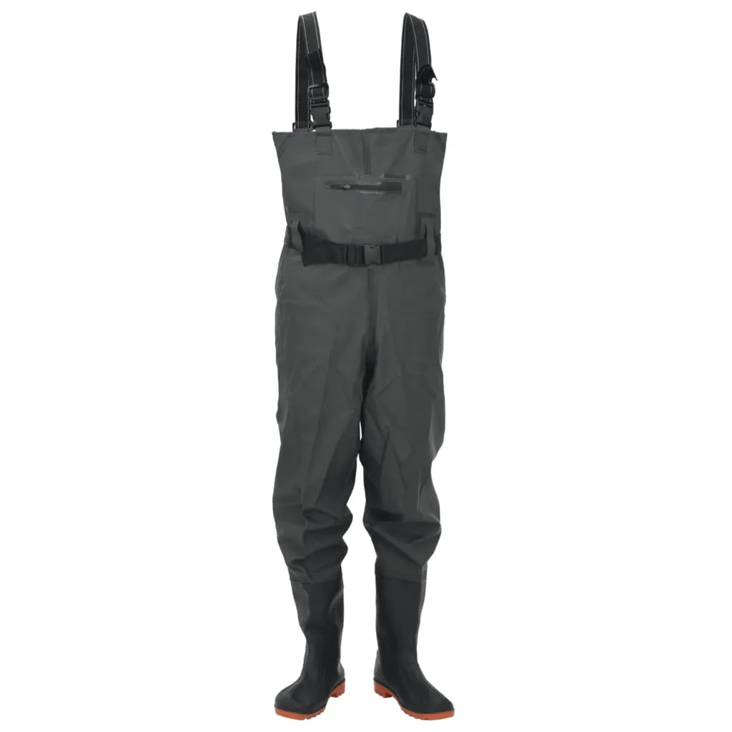 Chest Waders with Boots and Belt Dark Green Size 44