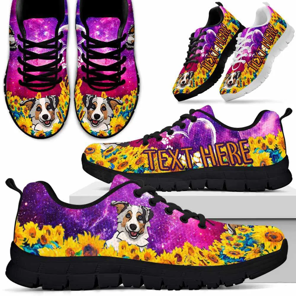 Custom Name Aussie Sneaker, Aussie Sunflower Galaxy Sneakers Running Shoes, Best Running Shoes