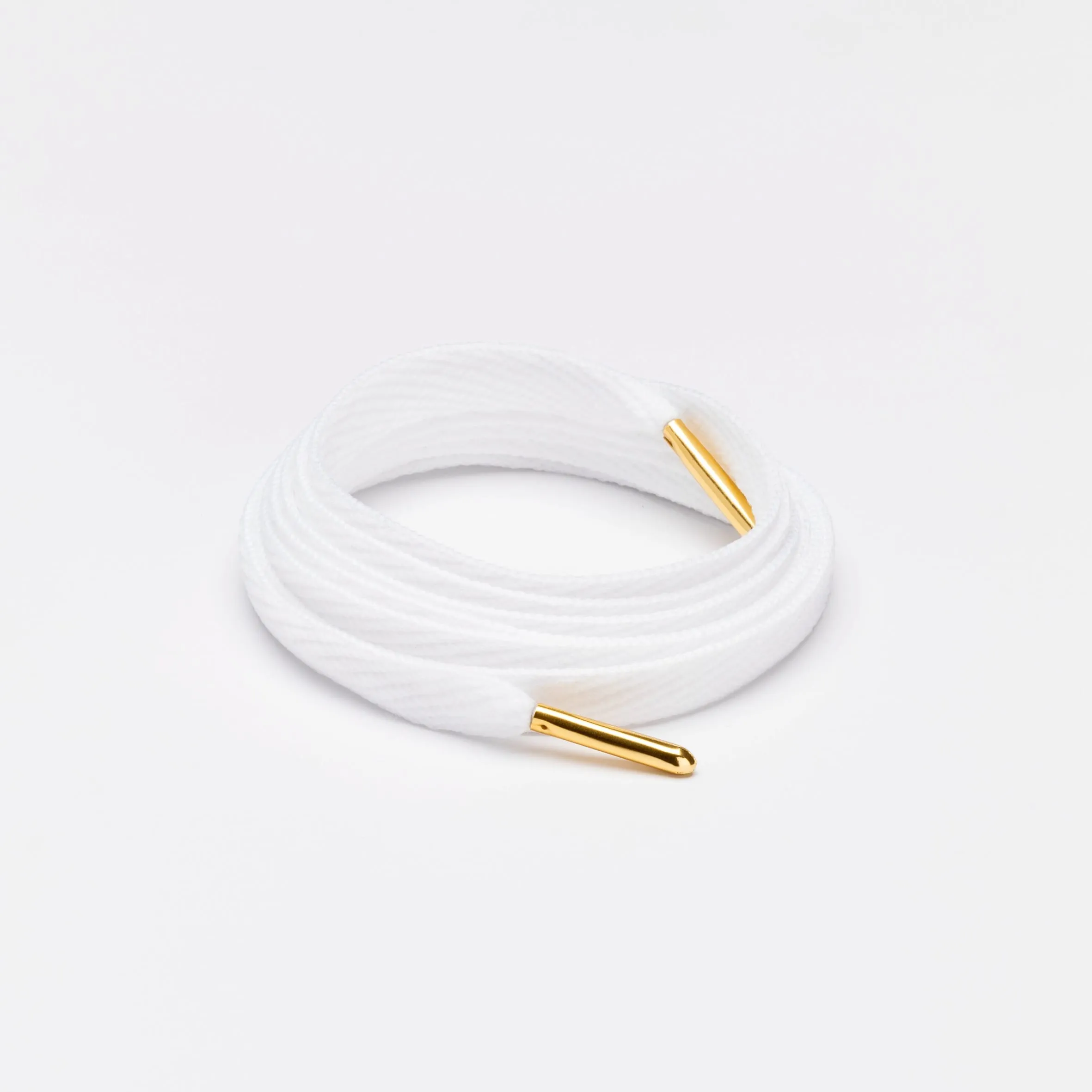 Flatties Metal Tips Shoelaces · White with Gold Tip