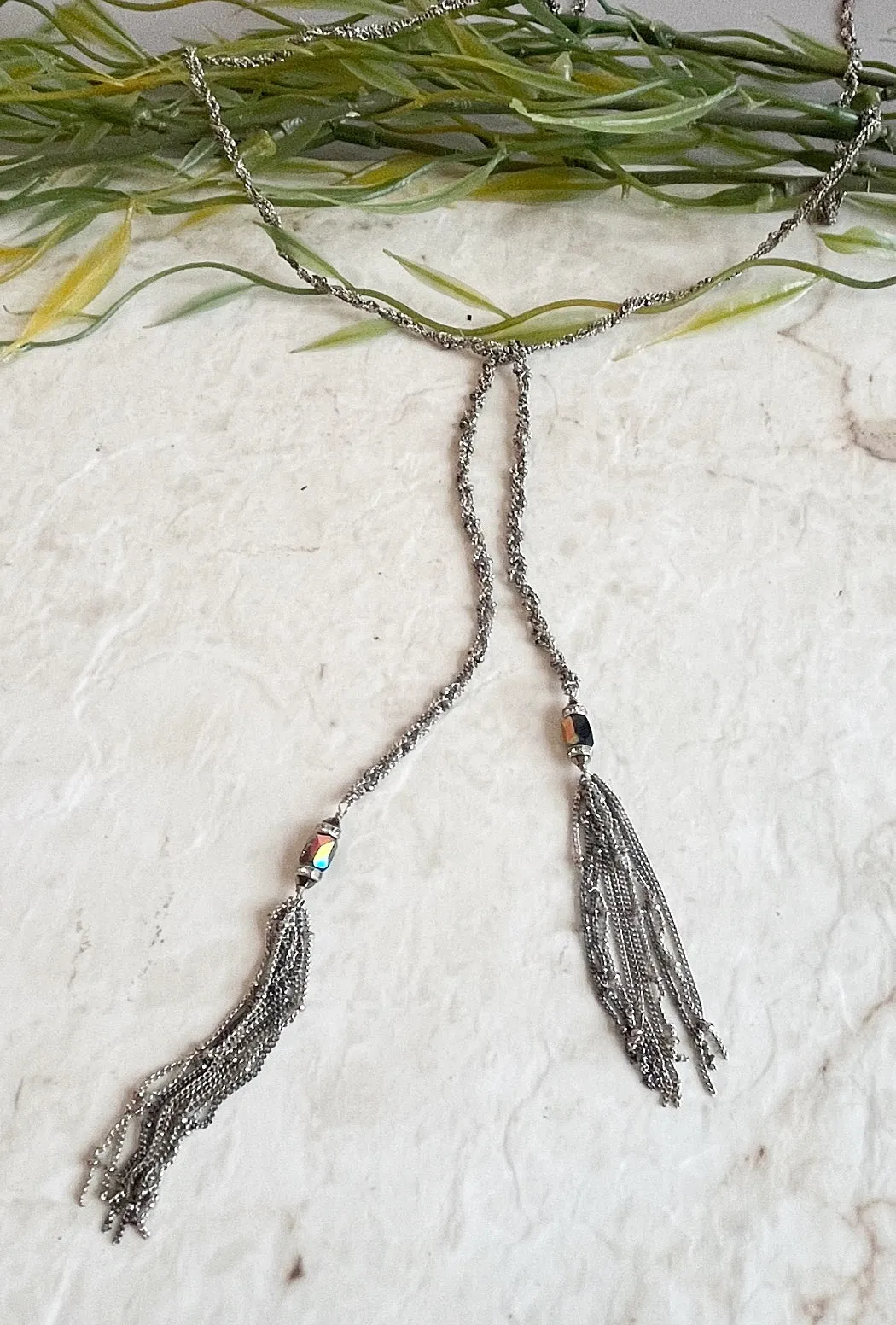 Long Braided Lariat Necklace