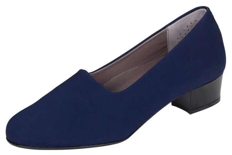 Lucia Slip On Heel navy at Brandy's Shoes Made in USA