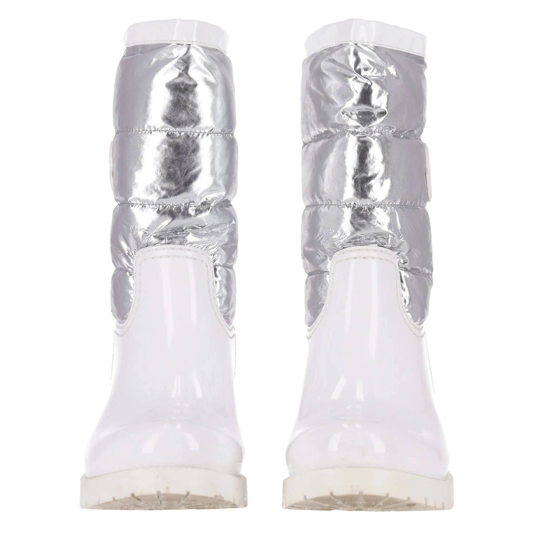 Moncler Gisele Metallic Rain Boots. Size 37