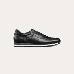 Ostrich Leather Laceless Runner Sneakers