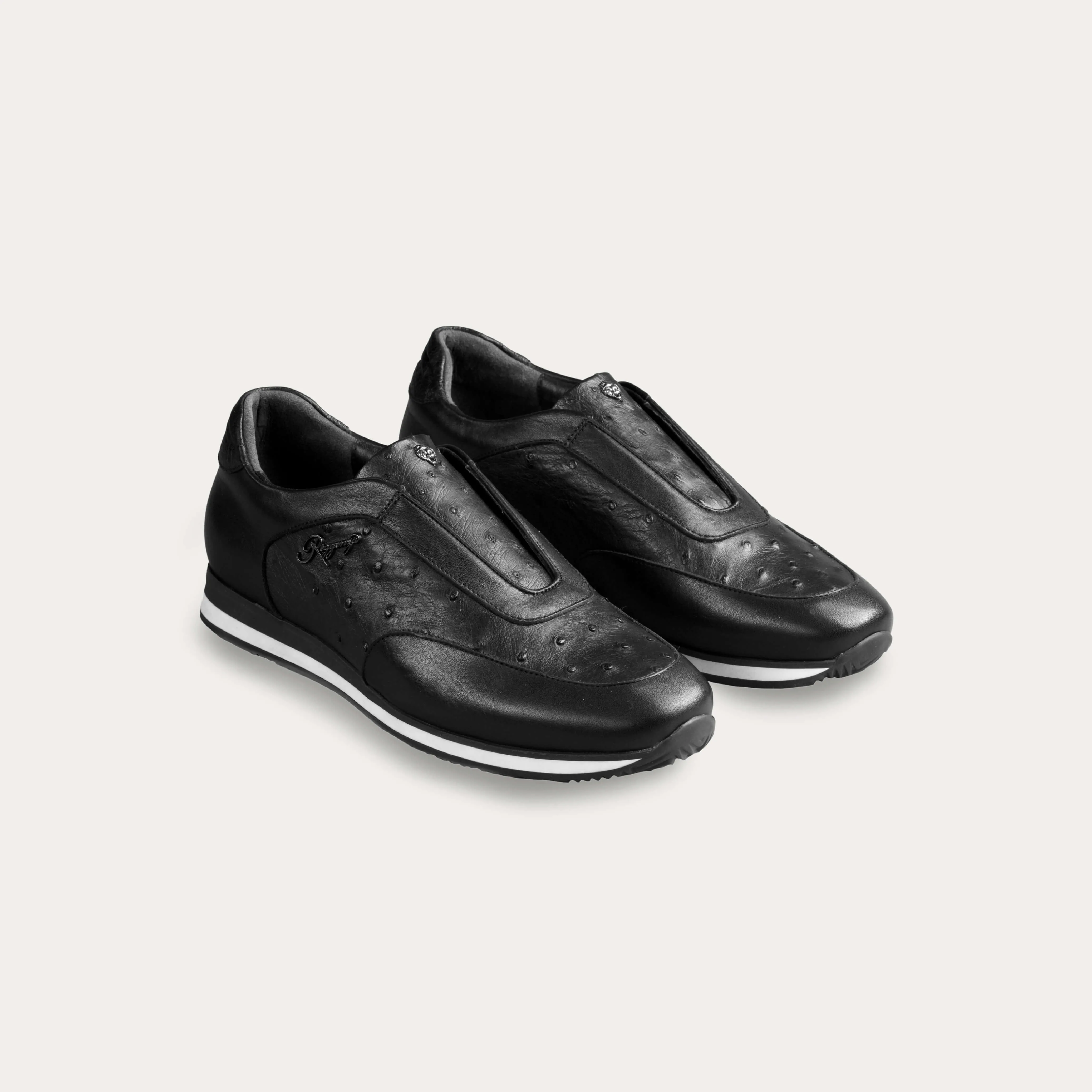 Ostrich Leather Laceless Runner Sneakers