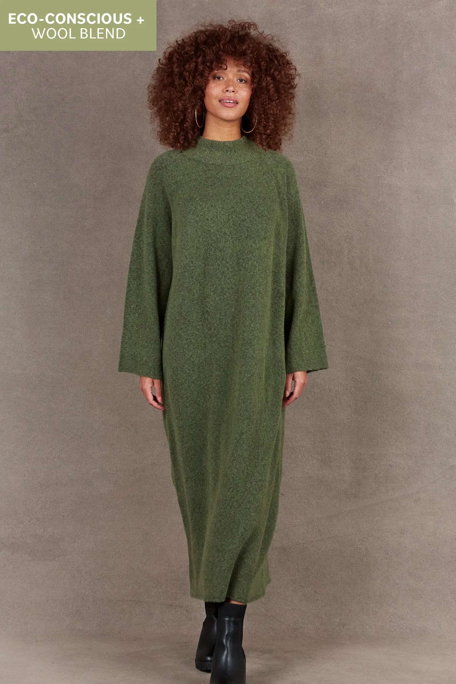 Paarl Tie Knit Dress - Moss