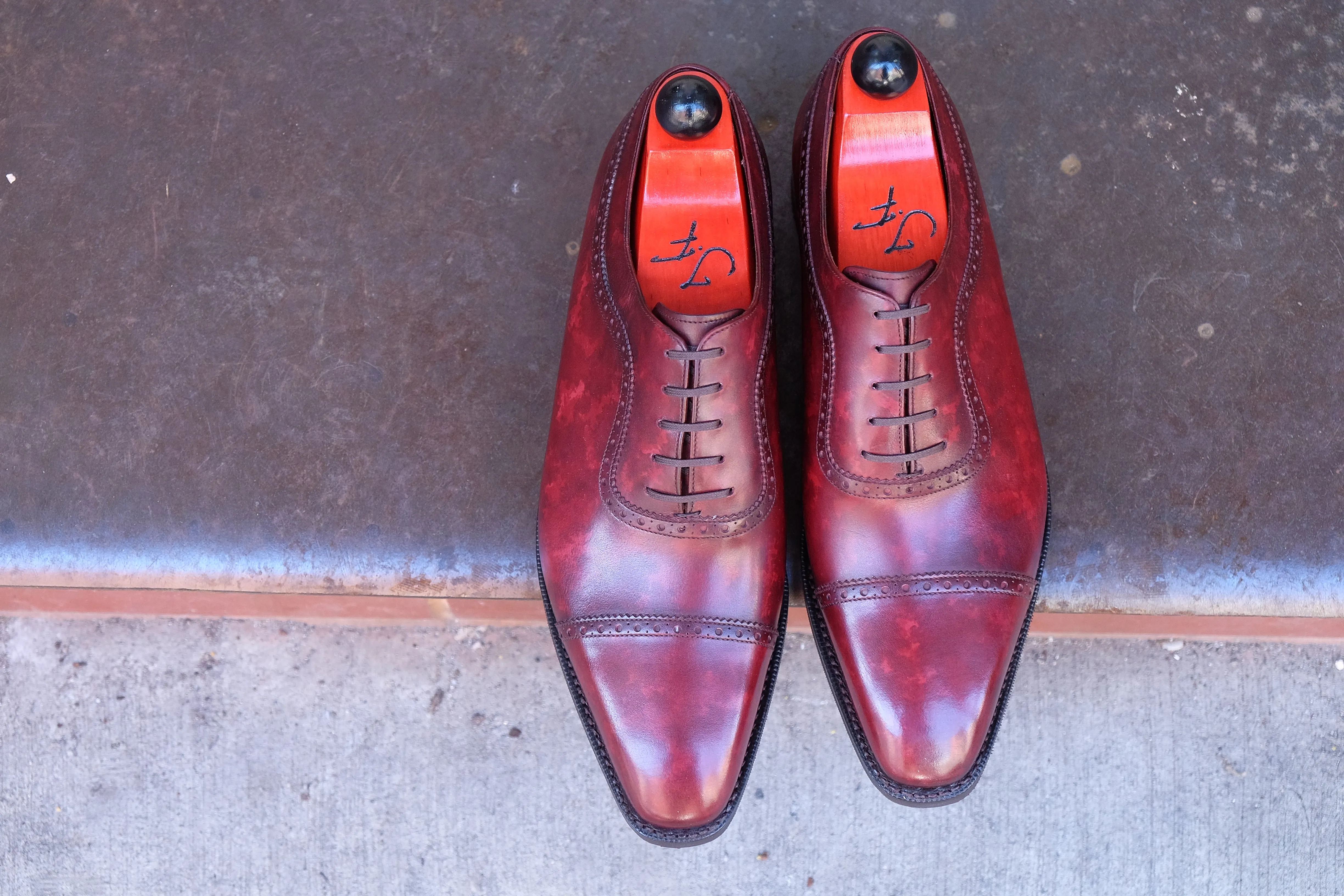 Palacio - MTO - Burgundy Marble Patina - LPB Last - City Rubber Sole