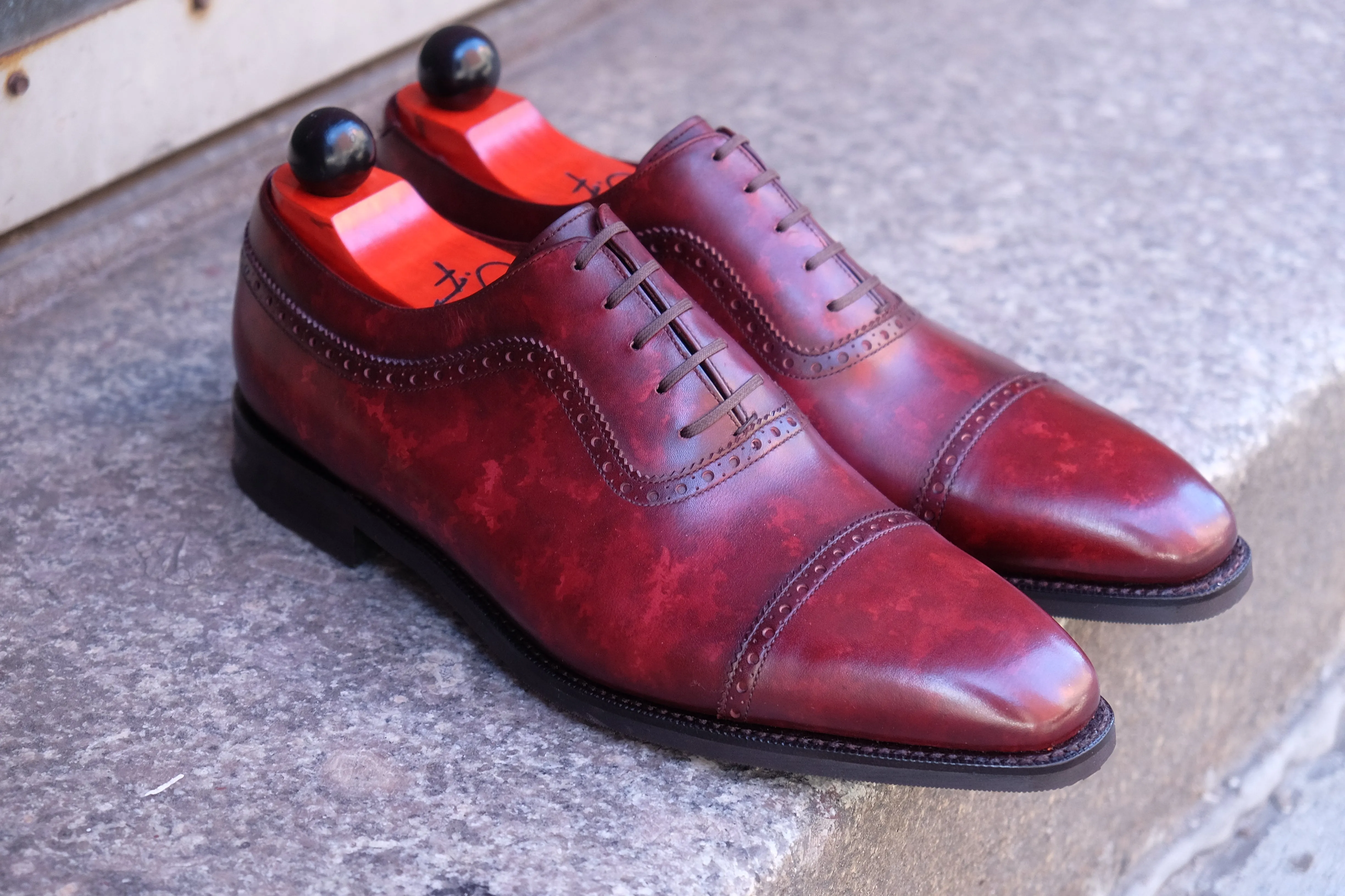 Palacio - MTO - Burgundy Marble Patina - LPB Last - City Rubber Sole