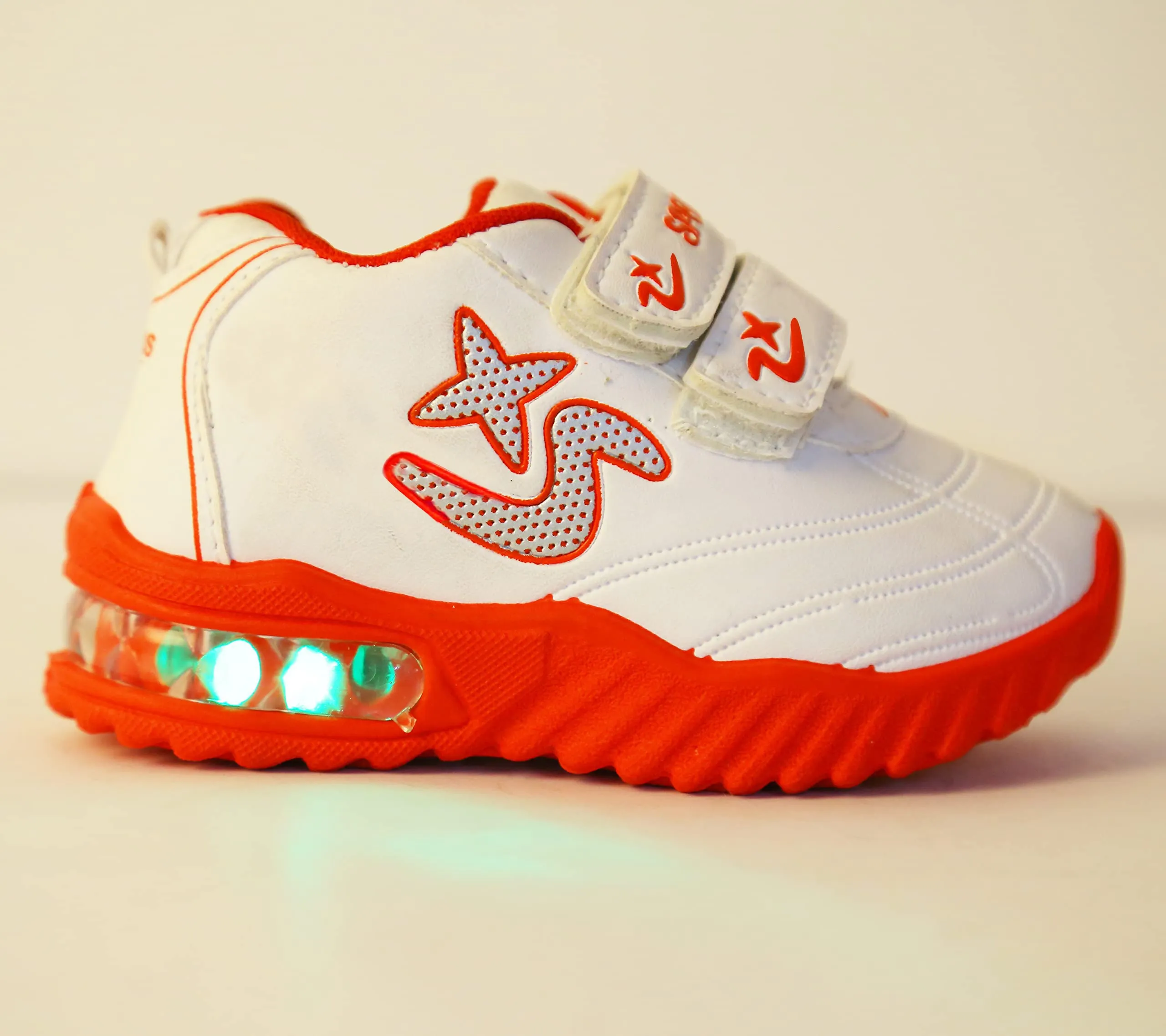 Prattle Foot Boys and Girls Stylish Sport, Running Shoe, Outdoor Shoes for Kids Casual LED Shoe for Kids, LED Shoe Velcro for Baby (T101)-NW-PFT101(1)-Red_18-24MNTH