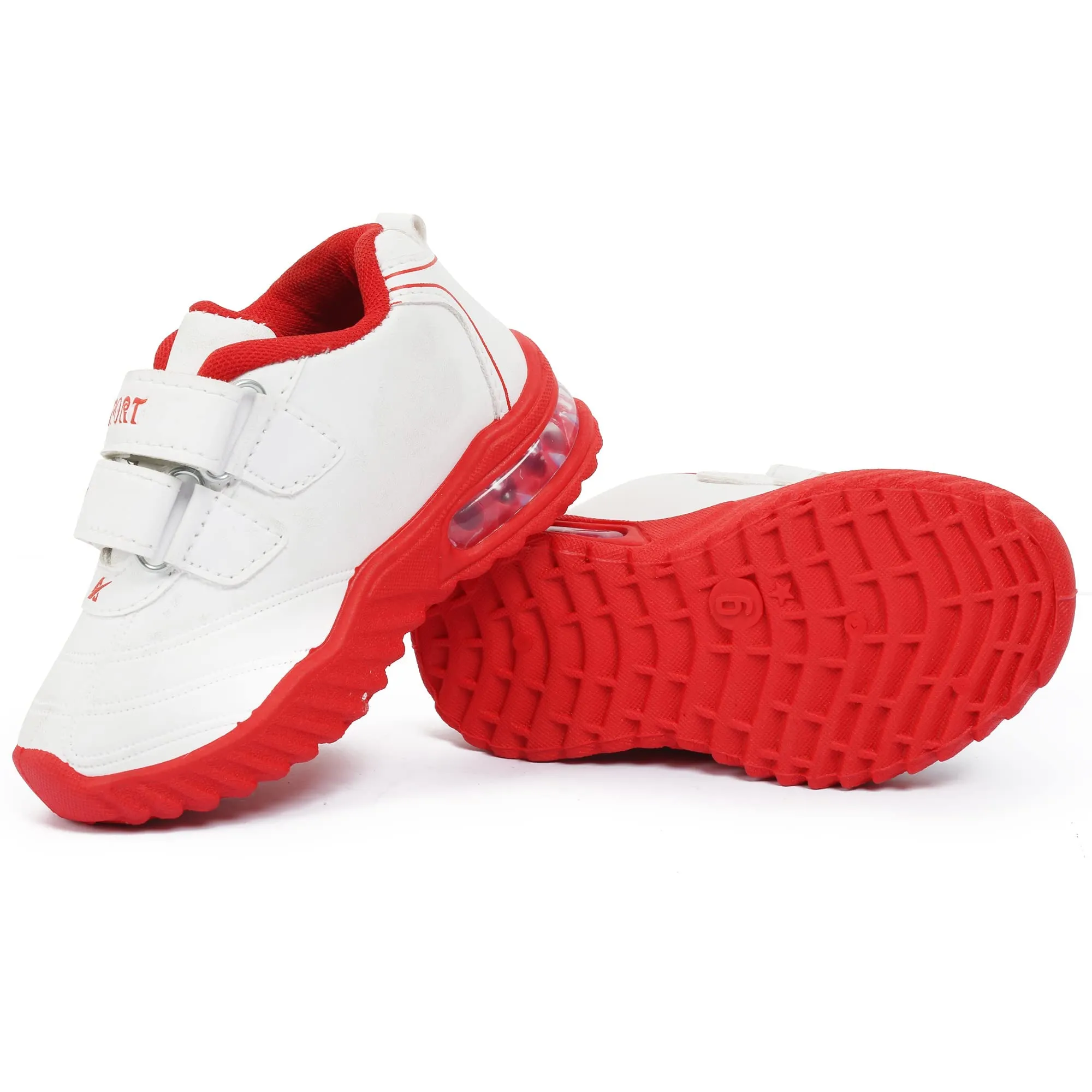 Prattle Foot Boys and Girls Stylish Sport, Running Shoe, Outdoor Shoes for Kids Casual LED Shoe for Kids, LED Shoe Velcro for Baby (T101)-NW-PFT101(1)-Red_18-24MNTH