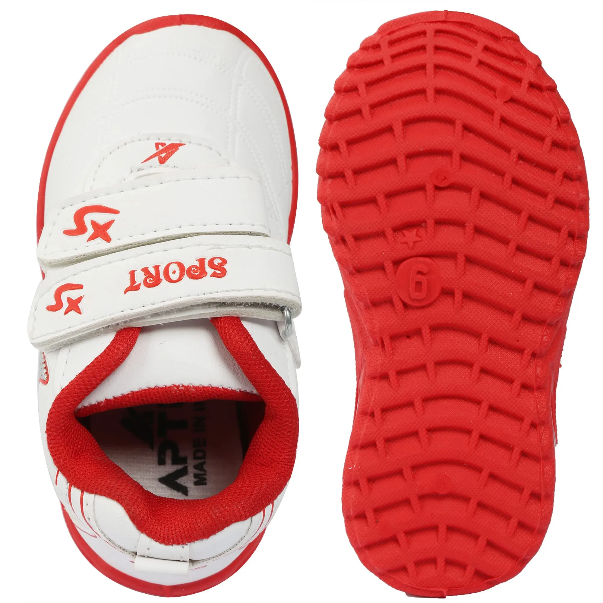 Prattle Foot Boys and Girls Stylish Sport, Running Shoe, Outdoor Shoes for Kids Casual LED Shoe for Kids, LED Shoe Velcro for Baby (T101)-NW-PFT101(1)-Red_18-24MNTH