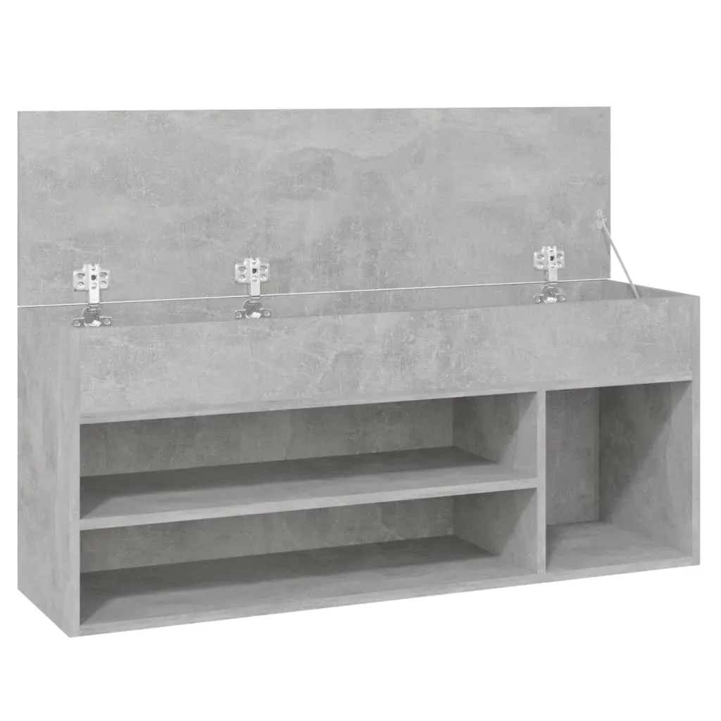 Shoe Bench Concrete Grey 105x30x45 cm Engineered Wood