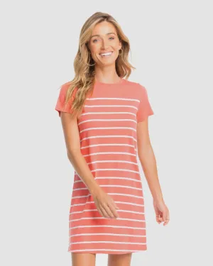 Southern Tide Delilah Sunkist Coral T Shirt Dress