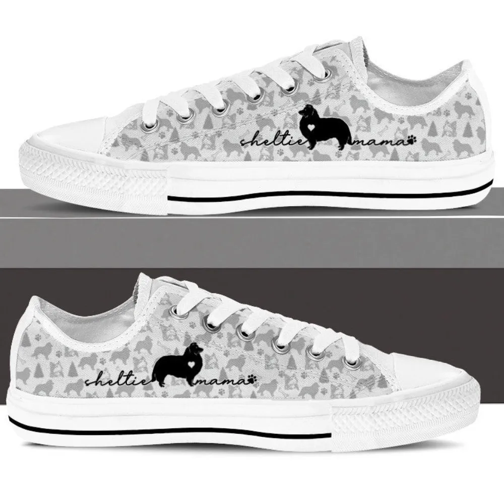 Stylish Shetland Sheepdog Sneakers - Fashionable Low Top Shoes, Dog Printed Shoes, Canvas Shoes For Men, Women