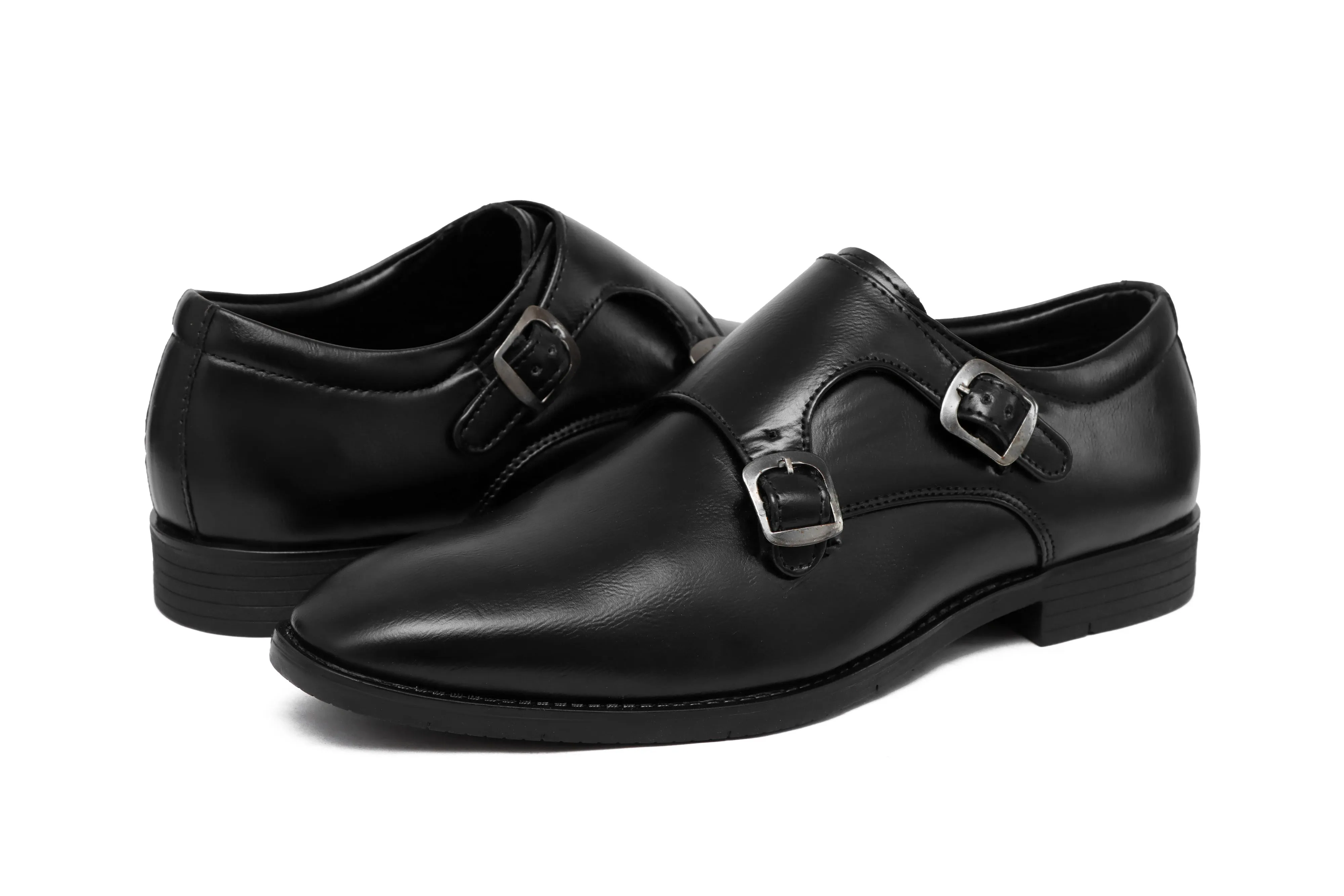 Toro Blu Men's Leather Formal Double Monk Strap Shoes