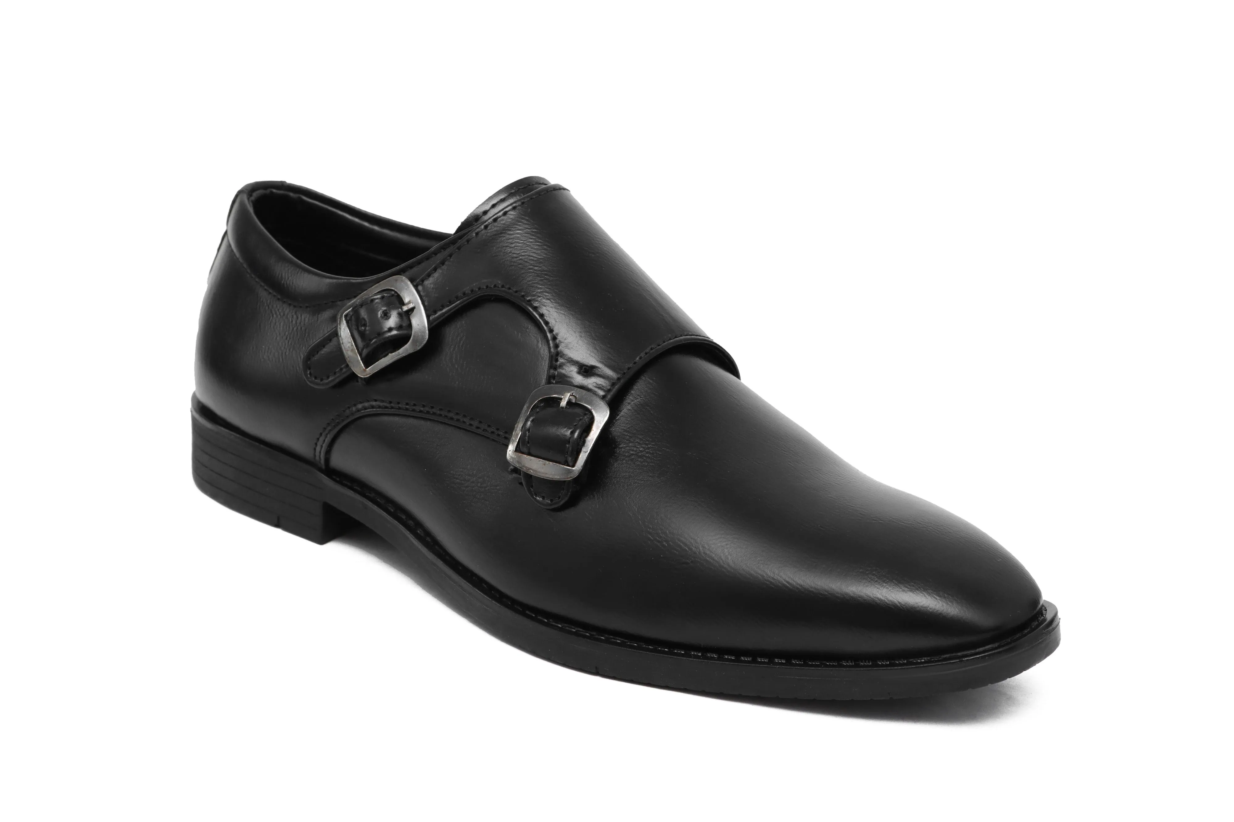 Toro Blu Men's Leather Formal Double Monk Strap Shoes