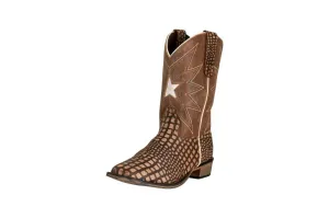 TuffRider Children Bryce Star Embroidered Alligator Printed Square Toe Western Boots