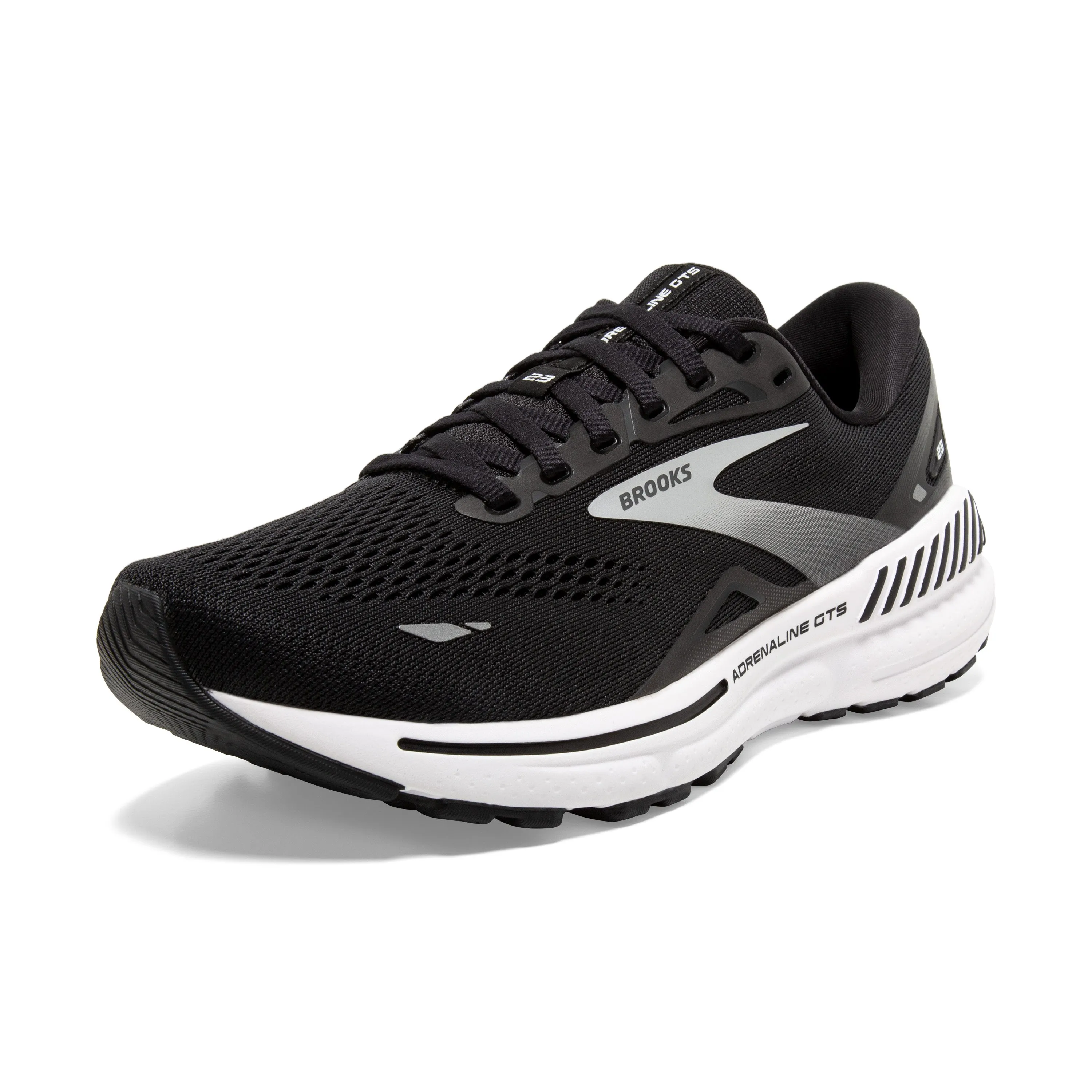 Women's Brooks Adrenaline GTS 23 Color: Black/ White/ Silver (WIDE WIDTH)