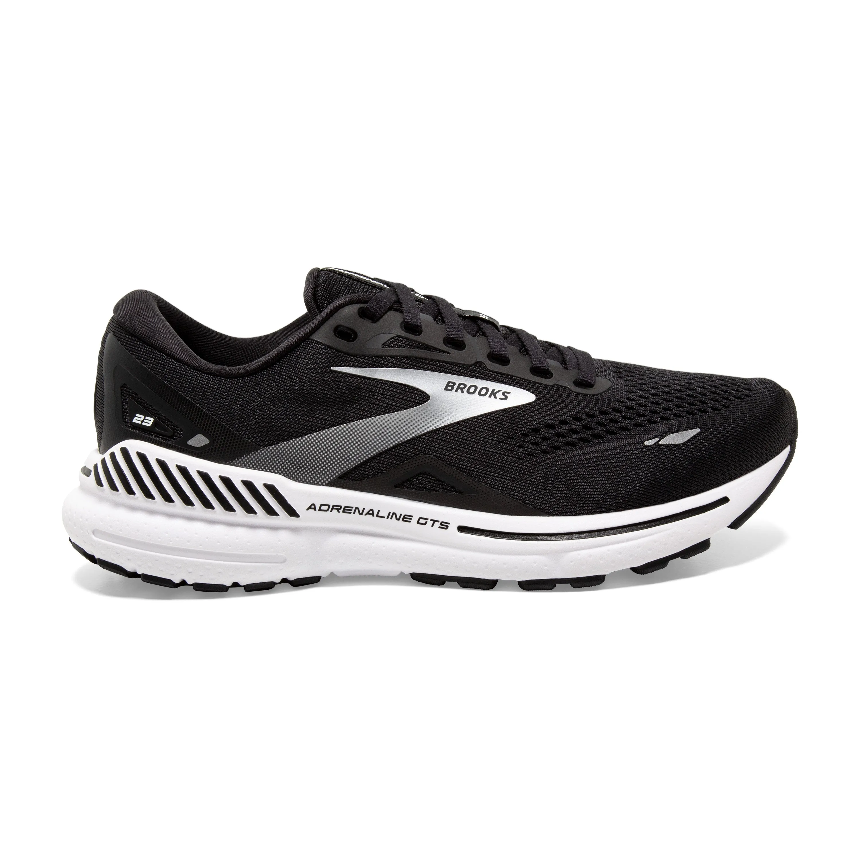 Women's Brooks Adrenaline GTS 23 Color: Black/ White/ Silver (WIDE WIDTH)