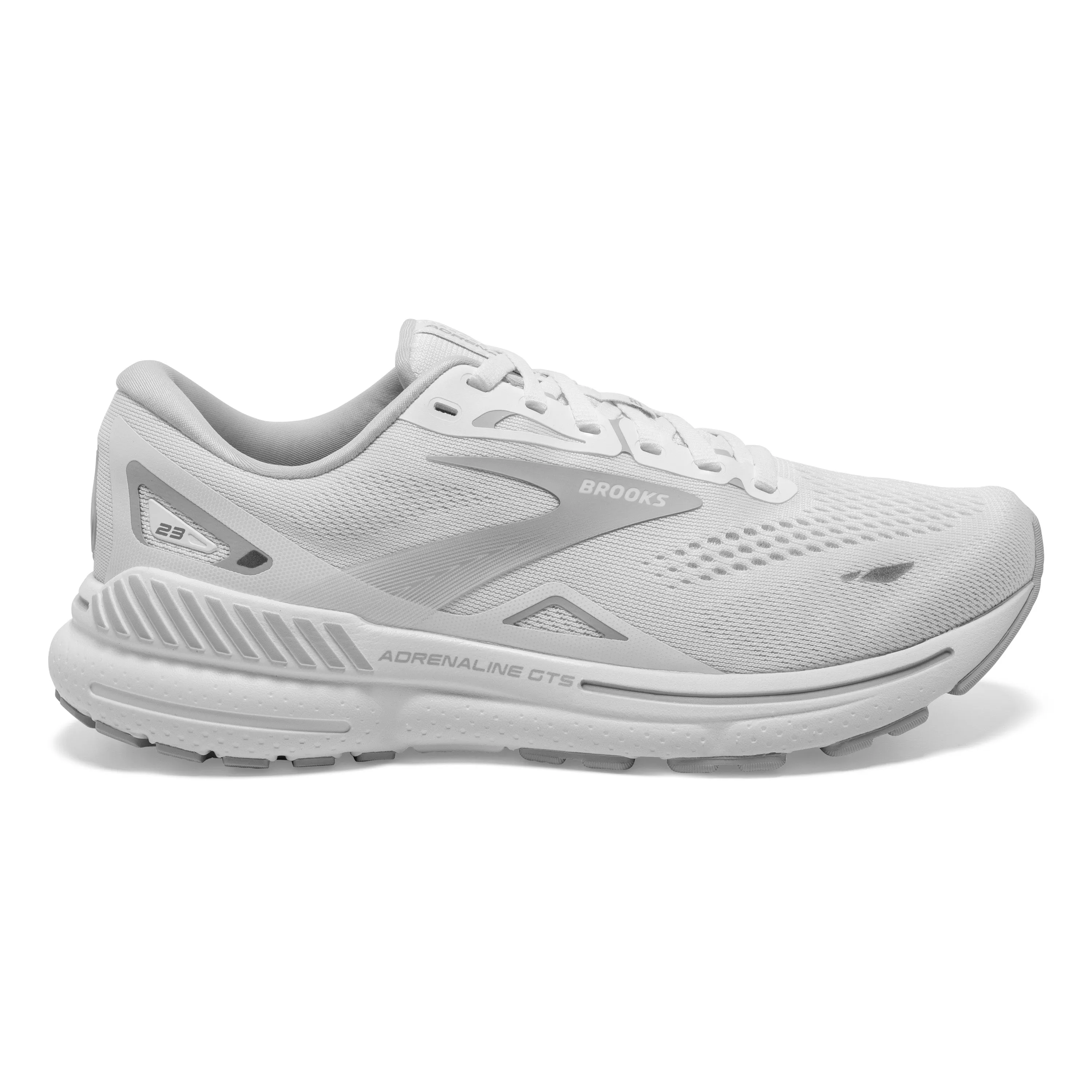 Women's Brooks Adrenaline GTS 23 Color: White/ Oyster/ Silver